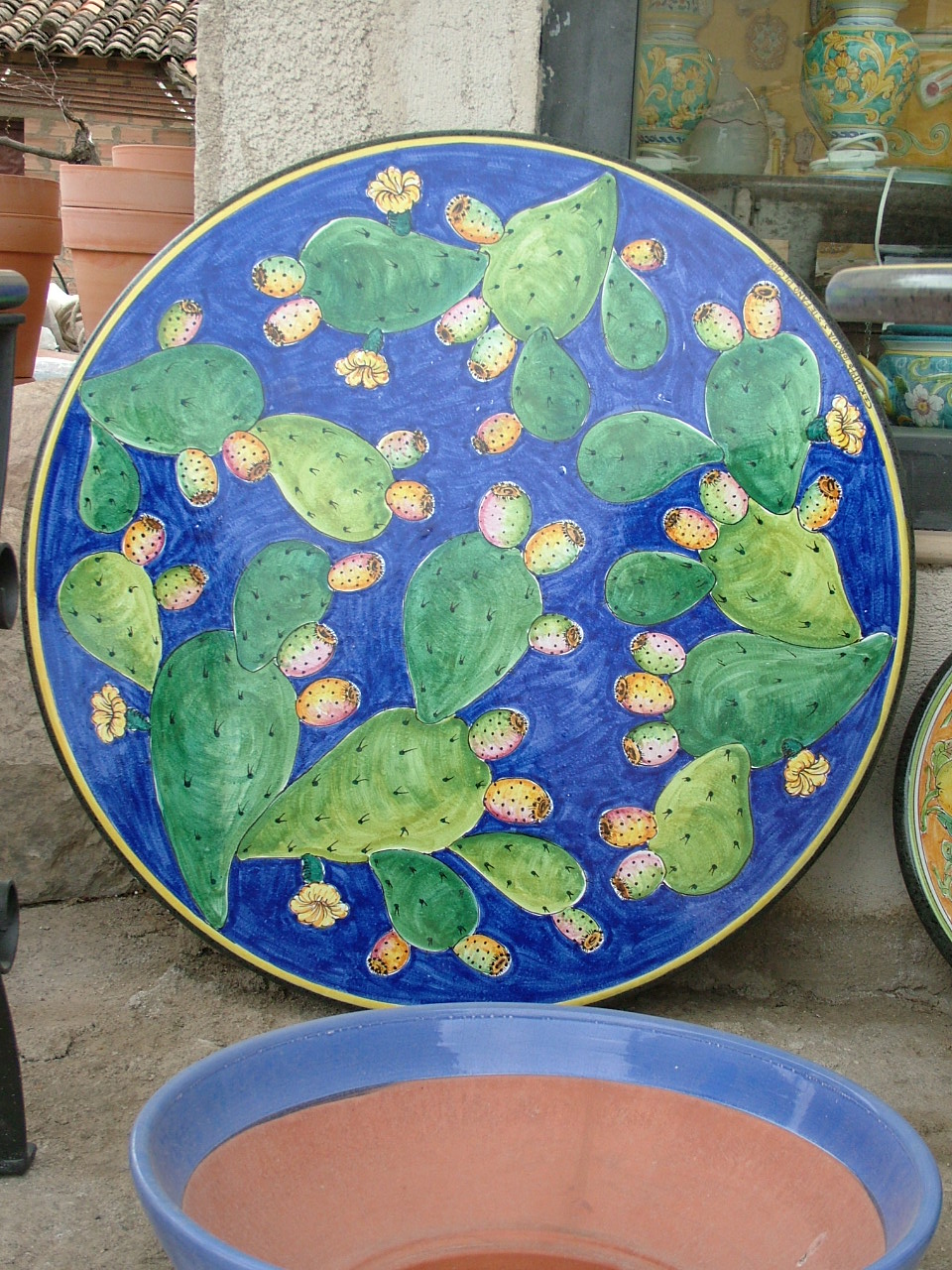 Scheda prodotto: tavolo decoro fichi d'india blu ceramiche ...